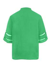 INAWLY Blusa holgada de mujer de talla grande con cierre y malla de contraste de moda casual