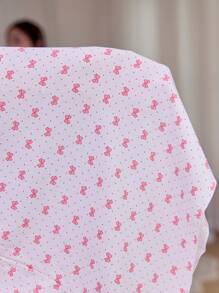 Dream Adore Conjunto de pijama con top de corbata al frente y pantalones con estampado de lunares y cuello contrastante con moño para mujer
