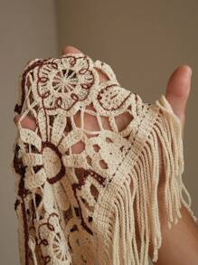 Anewsta 挂脖不对称镂空下摆罩衫连衣裙 - 杏色 - 查看 8