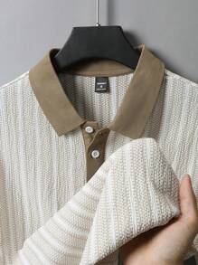 Manfinity Homme Men's Color Block Short Sleeve Casual/Work Polo Shirt - Coffee Brown - View 1