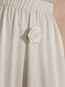 Graceveil Women's High Waist Floral 3D Pleated A-Line Skirt - Apricot - View 6