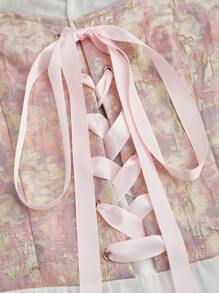 SHEIN MOOSTA Camisa de estilo francés de patchwork para mujeres de talla grande - Rosa - Ver 8