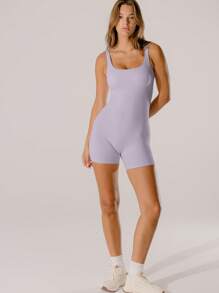 Aralina Mameluco de licra ajustada color rosa pastel para uso deportivo/casual