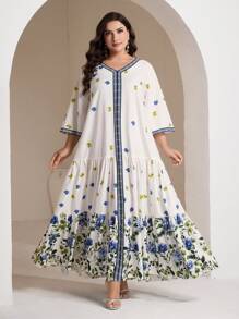 Al Najma Plus Size Women Arabic Style Dress, Fashionable For Summer, Modest - Multicolor - View 6