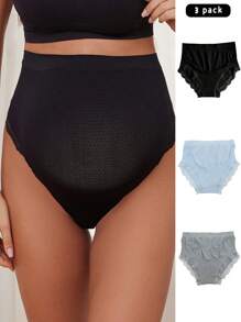 Moonlight & Mama 3pcs/Set Contrast Lace High-Waist Maternity Underwear Seamless