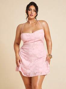 SHEIN BAE Váy dạ hội bằng vải satin cỡ lớn dành cho nữ, váy cưới, váy phù dâu, váy dự tiệc, váy hẹn hò, váy ngày lễ, váy mùa hè, trang phục dự tiệc ngày lễ thanh lịch, trang phục sinh nhật, ngày lễ tình nhân, váy suông, trang phục câu lạc bộ gợi cảm cho phụ nữ - Hồng - Xem 2