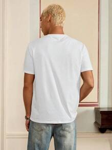 SWAVVY Men T-Shirts Fit Crew Neck Short Sleeve Basic Tee Casual Simple Summer Knit Top - White - View 2