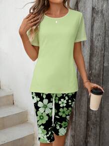 EMERY ROSE 2pcs Casual Floral Print Women Set, Suitable For Summer - Multicolor - View 3