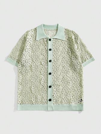 Street Life Lässiger Farbblock-Strickpullover für Herren im Sommer, Cut Out