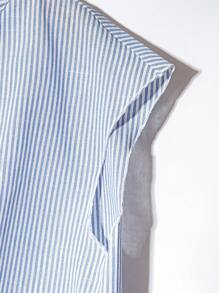 Franclia Áo sơ mi sọc thắt nơ phía trước thường ngày mùa hè dành cho nữ - Màu xanh lam - Xem 3