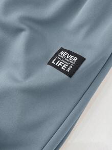 SHEIN 4 件套青少年男童休闲条纹狼印花圆领短袖 T 恤和裤子套装，适合通勤、上学、日常休闲和运动装，春夏季