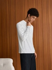 SWAVVY Men T-Shirts Fit Crew Neck Drop Shoulder Long Sleeve Casual Korean Fashion Summer Polyester Vintage Wash Tee, Fall