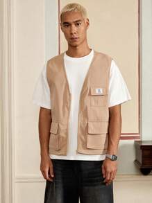 SWAVVY Loose Fit Men's Flap Pocket Vest Jacket (Without Tee), Fall, Winter