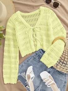 Travachic Women's Vacation Stylish Yellow Cardigans, Suitable For Summer - Mint Green - View 4