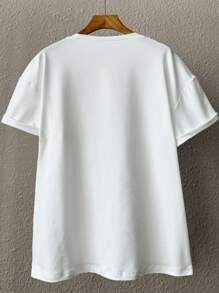 SHEIN Camiseta de verano informal con mangas tipo dolman a rayas