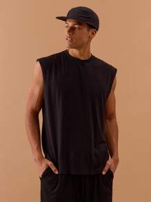 Musero Men Oversized Sleeveless T-Shirt Tank Top Spring, Summer, Holiday, Vacation - Grey - View 1