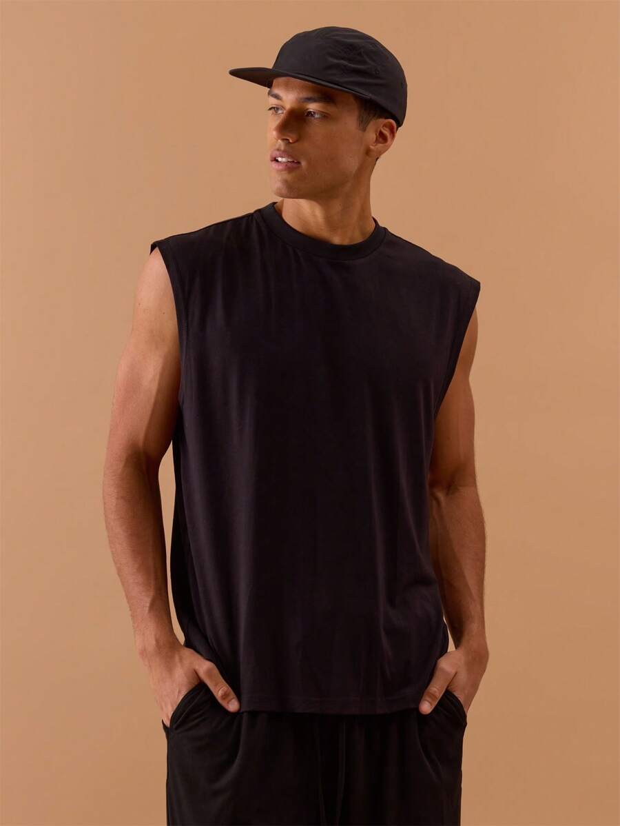 Musero Men Oversized Sleeveless T-Shirt Tank Top Spring, Summer, Holiday, Vacation - Grey - View 1