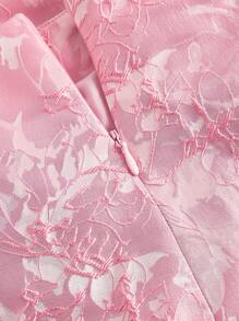SHEIN MOD 2 件女式装饰链条吊带提花针织上衣和迷你裙套装 - 粉色 - 查看 3