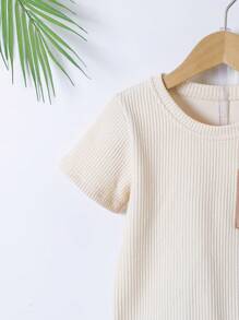 SHEIN 2 Stücke/Set Sommer Lässig Kontrast Farbe Tasche T-Shirt & Shorts für Kleine Jungen