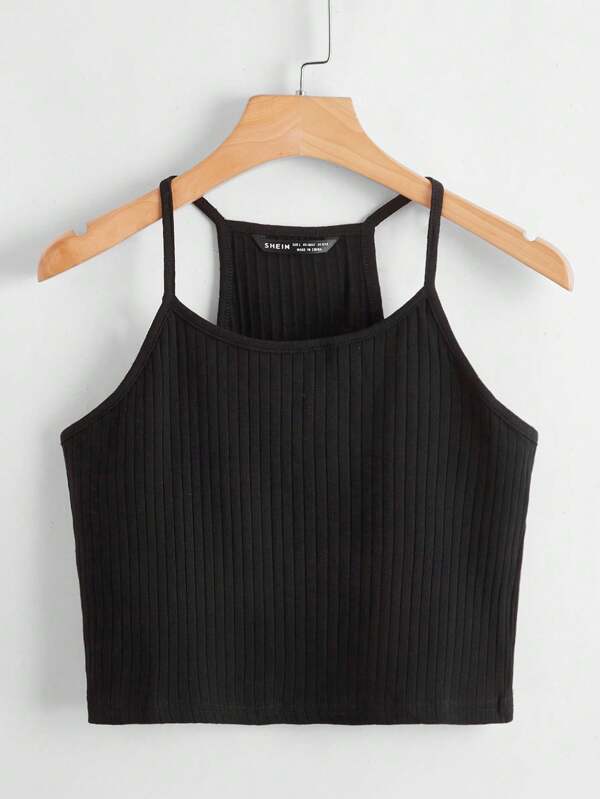 SHEIN EZwear Ribbed Racerback Cropped Cami Top
