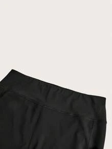 SHEIN BASICS Colanți Capri cu talie înaltă, tricotați, sport, casual, mărime mare, pentru femei