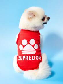 PETSIN 2pcs Red & Blue Pet Dog Casual Sports Letter Print Comfortable Fashionable Vest - Multicolor - View 2