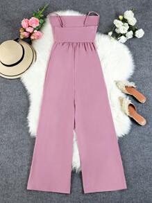 Mono de tirantes rosa para mujer, naranja elegante casual - Rosa - Ver 2