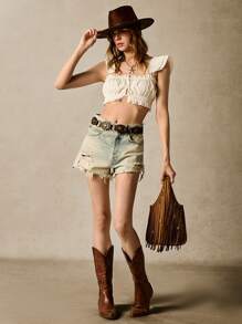 SHECARRY 休闲复古流苏装饰手提包和单肩包