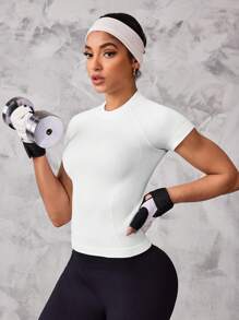 SHEIN 3pcs Seamless Leisure Solid Raglan Sleeve Sports Tee Fitted Shirt - Multicolor - View 6