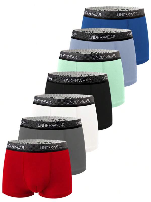 7 Stücke Slips für Tween-Jungen mit Buchstaben und Gummiband