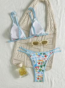 Swim Mod 2pcs Women Sexy Summer Beach Fruit Print Bikini Swimsuit Set, European American Style - Multicolor - View 3