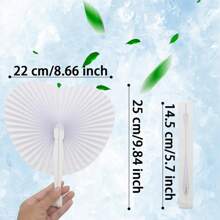 SHEIN 1/6/12/24 Pcs White Shaped Blank Paper Fans For European-Style Weddings, Diy Party Supplies, Advertising, Gifts Birthday Graduation(Heart/Round Random Style)