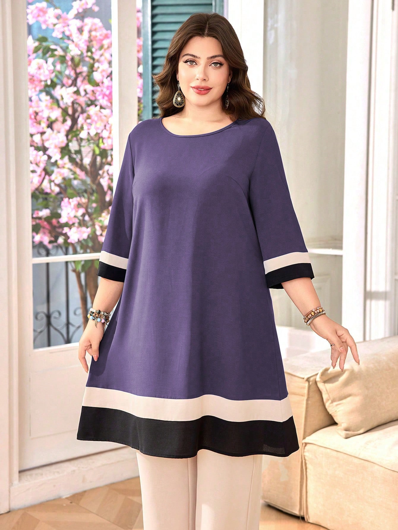 SHEIN Lacomfia مجموعة حجم كبير من قطعتين للنساء، م...