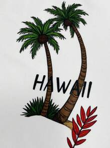 Manfinity Homme Plus Size Men Holiday Graffiti Print Short Sleeve T-Shirt - White - View 3