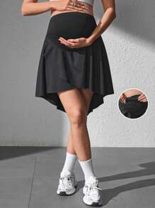 SHEIN Quần short yoga cho bà bầu cạp chun mới có thể điều chỉnh - màu đen - Xem 3