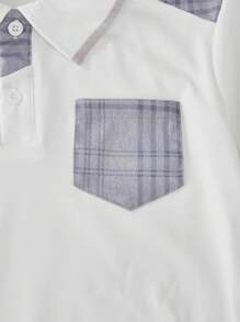 SHEIN Completo bambino da 2 pezzi, composto da polo a quadri e pantaloncini