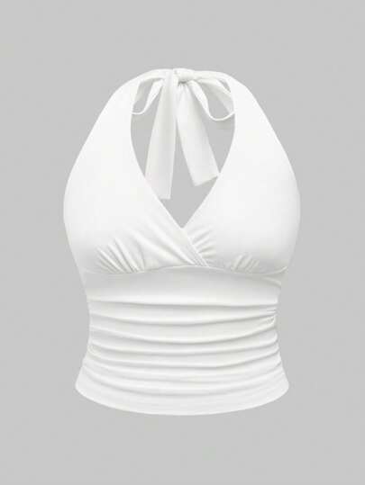 Grunge Punk Débardeur à col ras-du-cou, taille froncée, imprimé léopard, grande taille