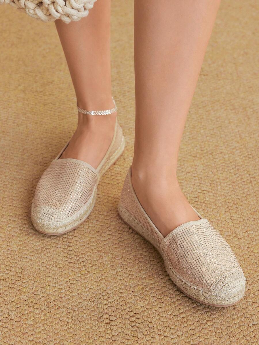 Styleloop Women's Casual Rhinestone Embellished Flat Sandals, Bohemian Style For Vacation - Apricot - View 1