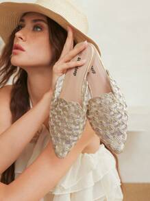 Styleloop Women's Flat Shoes, Minimalist & Practical, Versatile Bohemian Style For Vacation - Gold - View 1