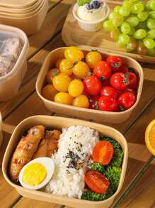 10pcs/20pcs/30pcs Disposable Snacks & Nuts Packaging Box, Kraft Paper Packing Box With PET Cover, Sturdy And, Restaurant Dedicated Packing Box, Student And Adult Lunch Box, Fruit Platter Packaging Box, Outdoor Picnic Packing Box