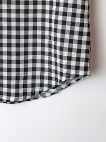 Rusticease 2件套女士格子圆领无袖上衣和阔腿裤夏季套装 - 黑與白 - 查看 5