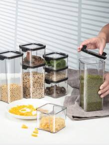 1 个带锁盖的透明食品储存容器 - 密封储物盒，用于干燥食物/零食，节省空间的洗碗机厨房必需品，防漏食品储藏室，适合家庭厨师和露营储物盒 - 無色 - 查看 2