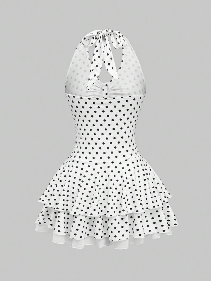 Our Grunge Punk Y2K Retro Millennium Modern Black & White Polka Dot  Spaghetti Strap Very Short Bodycon Dress is such a vibe