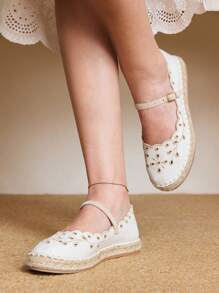 Styleloop 女士平底一脚蹬鞋，波西米亚风格，复古美式，波西米亚风，西部风，音乐节，派对装 - 白色 - 查看 5