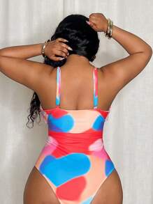 Swim Lushoire Plus Size One-Piece Swimsuit, Fashionable For Summer