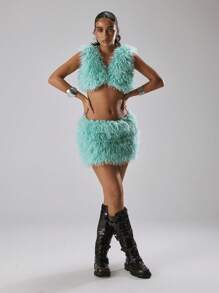 MUSERA Fluffy Fur Mini Skirt Spring, Summer, Holiday, Vacation, Ibiza, Festival, Rave, Cool Girl
