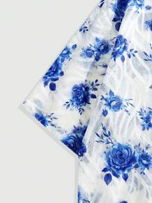 ROMWE MEN Men's Vacation Short Sleeve Casual Shirt, Suitable For Summer - Baby Blue - View 4