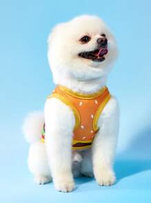 PETSIN Pet Puppy/Kitten Cartoon Burger Print Striped Suspender Pants + Breathable Cooling Vest 2pcs Set, Suitable For Cats And Dogs - Multicolor - View 8