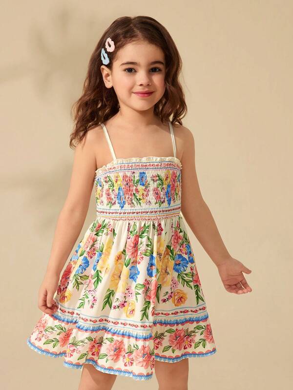 Young Girls' Cute Floral Print Sling Camisole Summer Holiday Dress