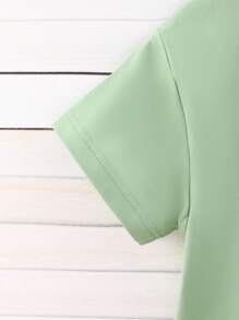 2 Stücke/Set Mädchen Sommer Strick Mode Koordination 3D Blumen Dekor, weiße Rundhals Kurzarm-Oberteile und Hose Set, Mädchen Zweiteiler Outfit grün, 2-teiliges Mädchen-Shirt Set grün, Mädchen-Set grün 5T, mintgrüne Kinderkleidung, Hose Set mit weitem Bein für Kinder